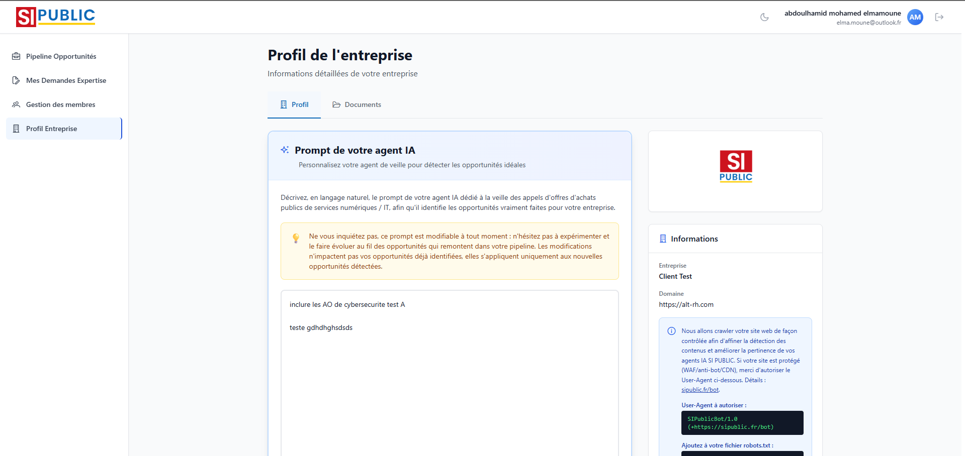 Profil & Agent IA